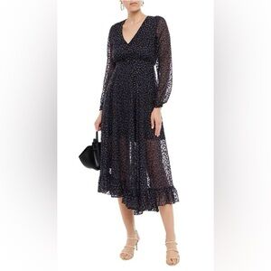 MAJE NWT RAVENA FLORAL BURNOUT VELVET MIDI DRESS SIZE 3 cottage core